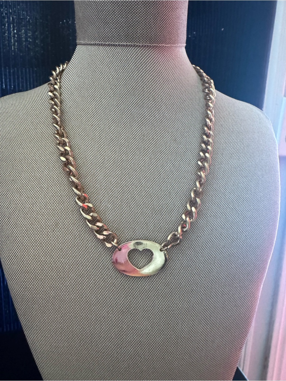 Classic Gold-Tone Heart Link Necklace - Women's Jewelry